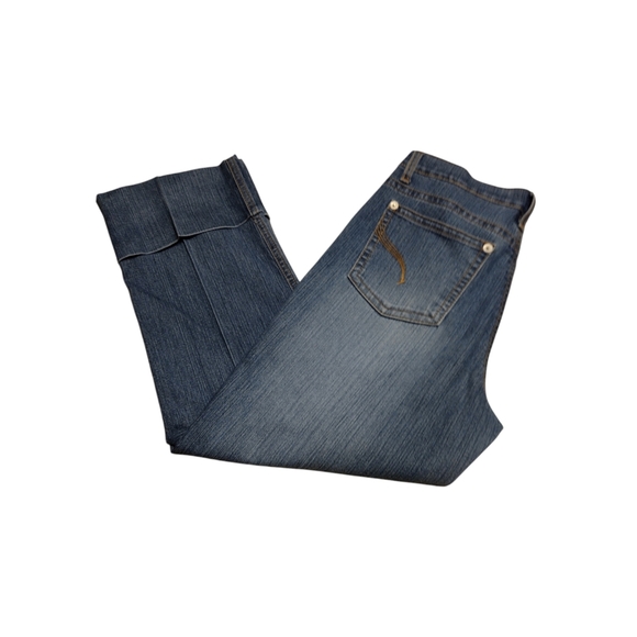 Gloria Vanderbilt Blue High Rise Mom Jeans Pre-Rolled Capris Size 8! - Picture 9 of 16
